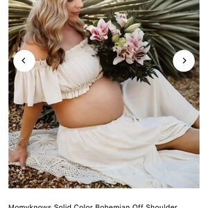 Cream Off Shoulder Maternity Dress